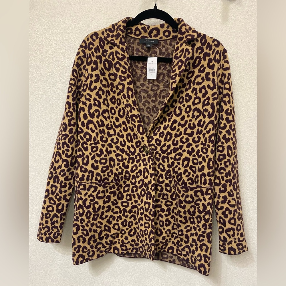 NWT Ann Taylor Leopard Print Women's Jacket Cardigan - Picture 5 of 8